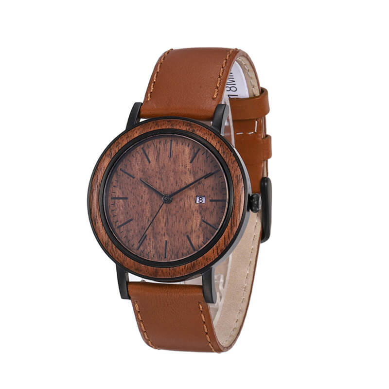 Stainless Steel Wooden Dial Watch With 19 Mm Watch Bands