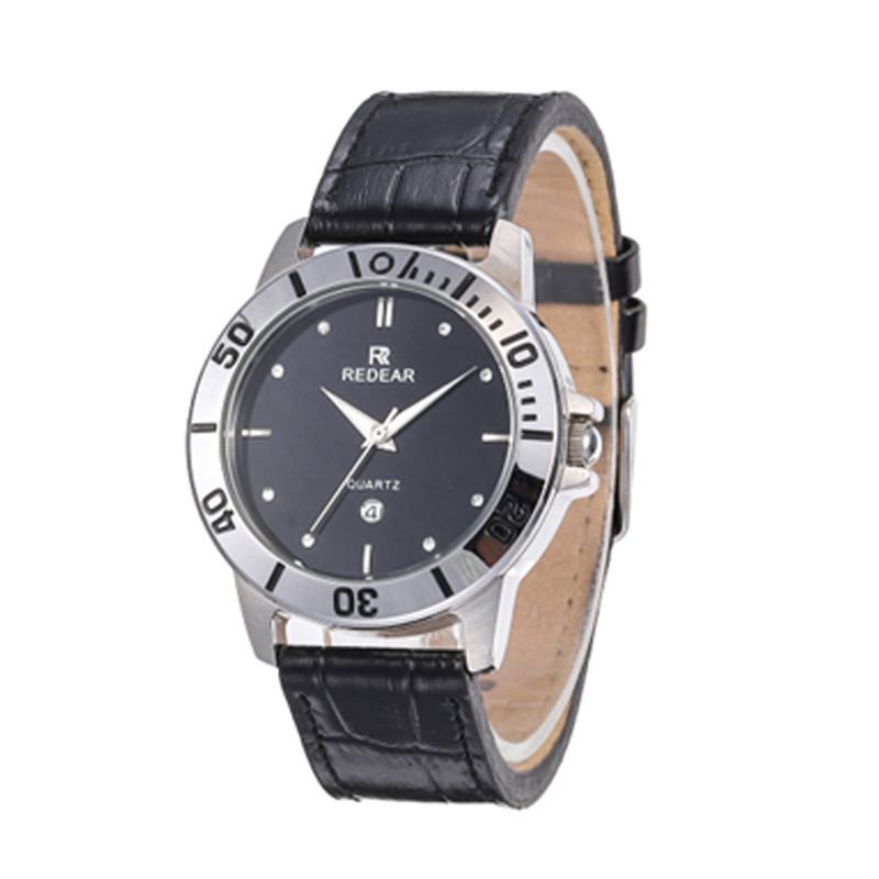 Diamond Stainless Steel Watch Waterproof Leather Strap