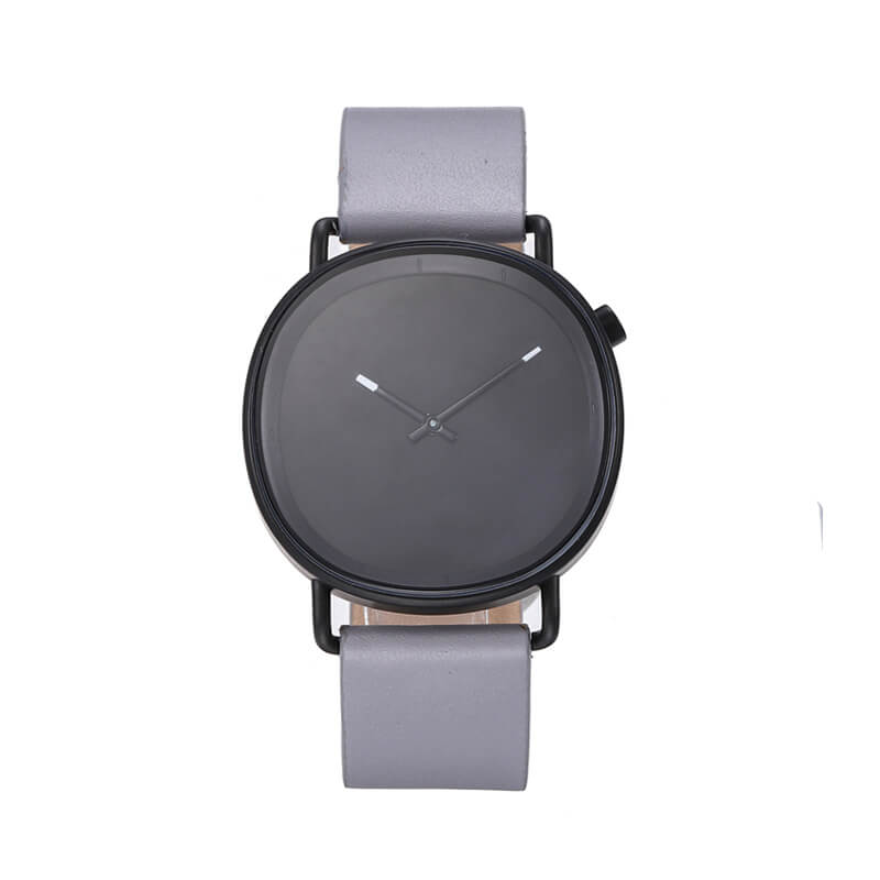 black leather band watch