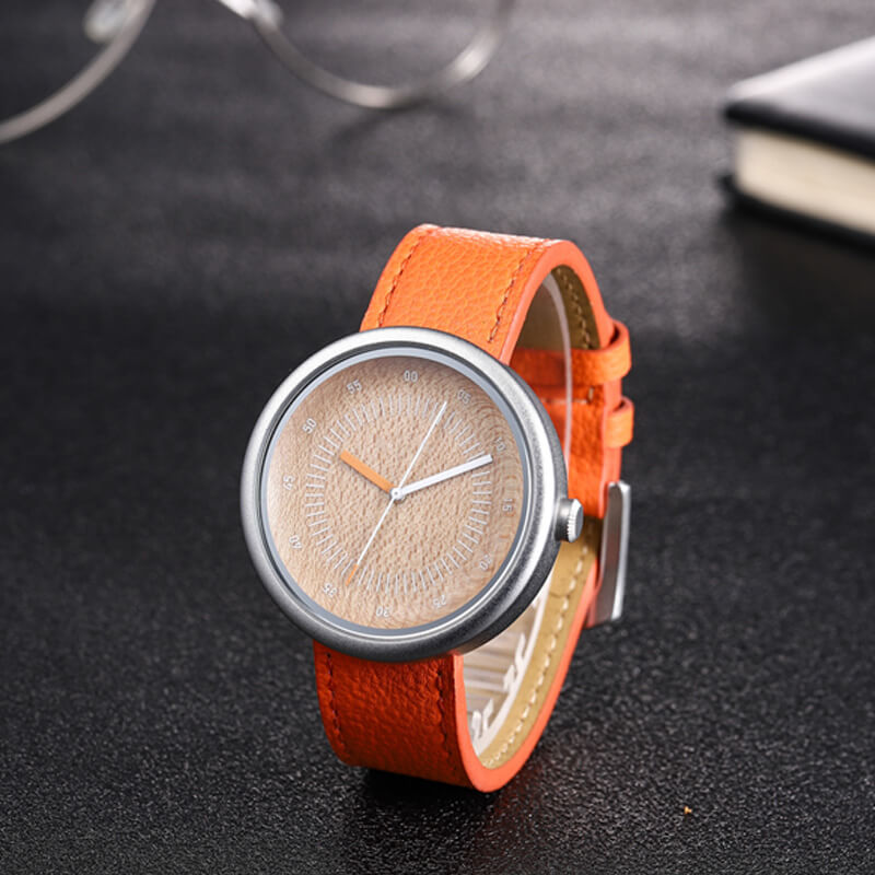 Aluminum Watch With Leather Band For Women