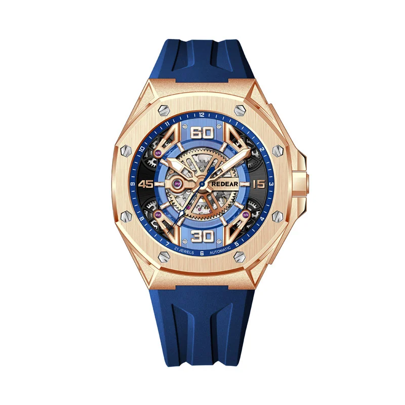 Elegant Stainless Steel Mechanical Watch With 3D Hollowed-Out Dial & Luminous Hands