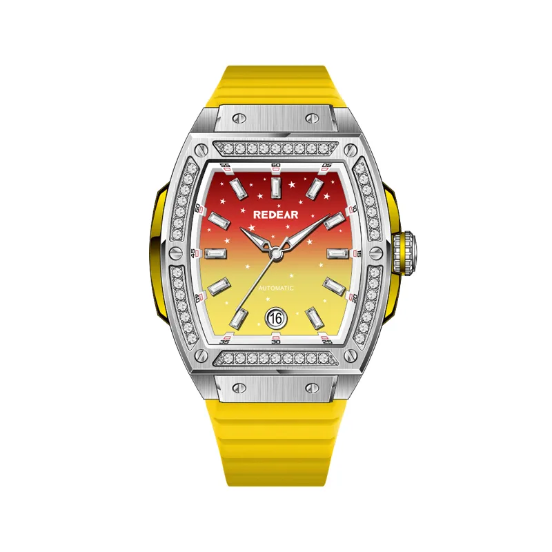 womens elegant luxury barrel shaped stainless steel mechanical watch