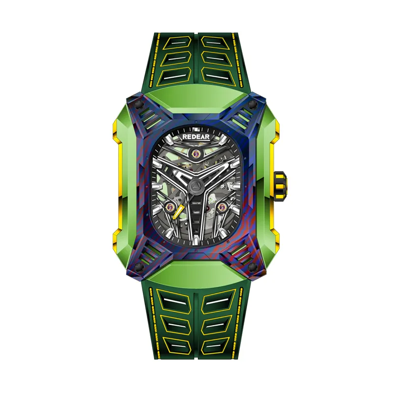 Luxury Swiss Mechanical Watch With Vibrant Colors And Fluoroelastomer Straps