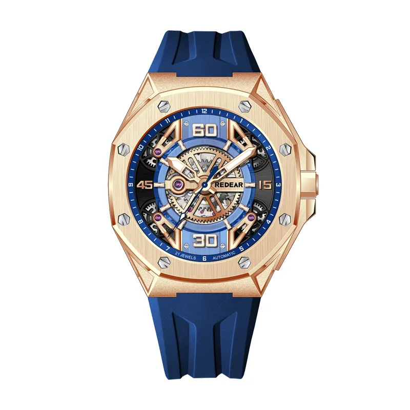 Elegant Stainless Steel Mechanical Watch With 3D Hollowed-Out Dial & Luminous Hands