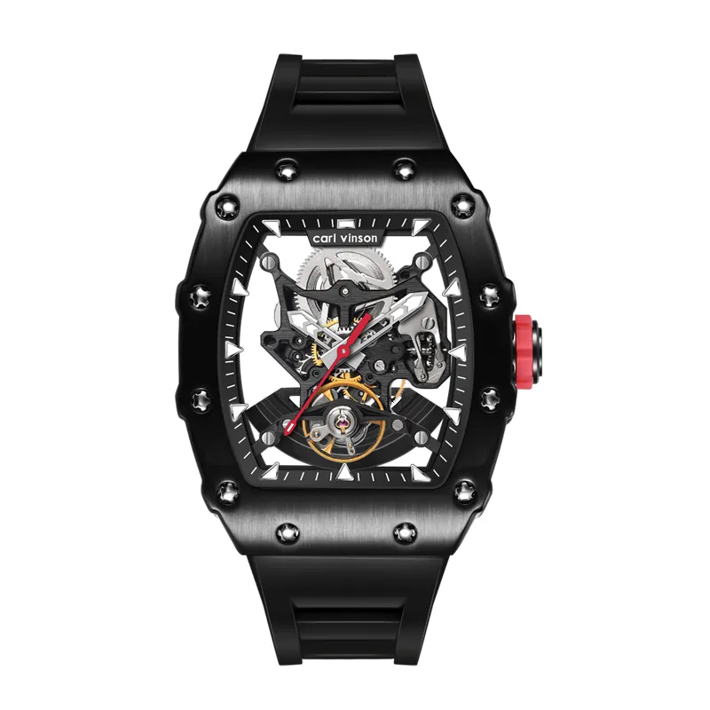 stainless steel barrel shaped hollow real nail mechanical watch