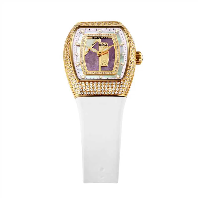Women's Diamond Tonneau Quartz Watch with Mother of Pearl Dial